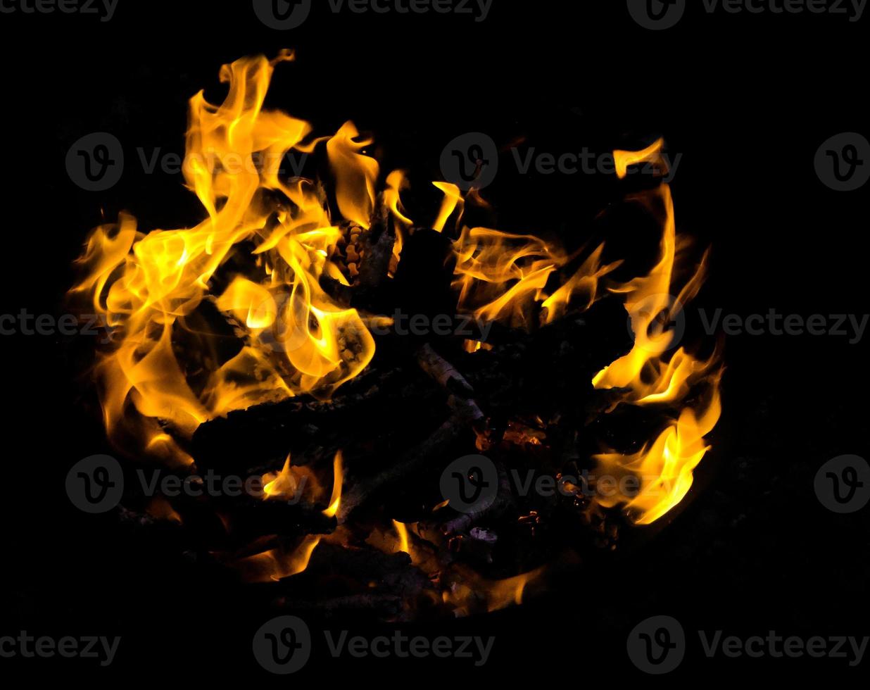 Fire flame isolate on black background. Burn flames, abstract texture. Art design for fire pattern, flame texture. photo