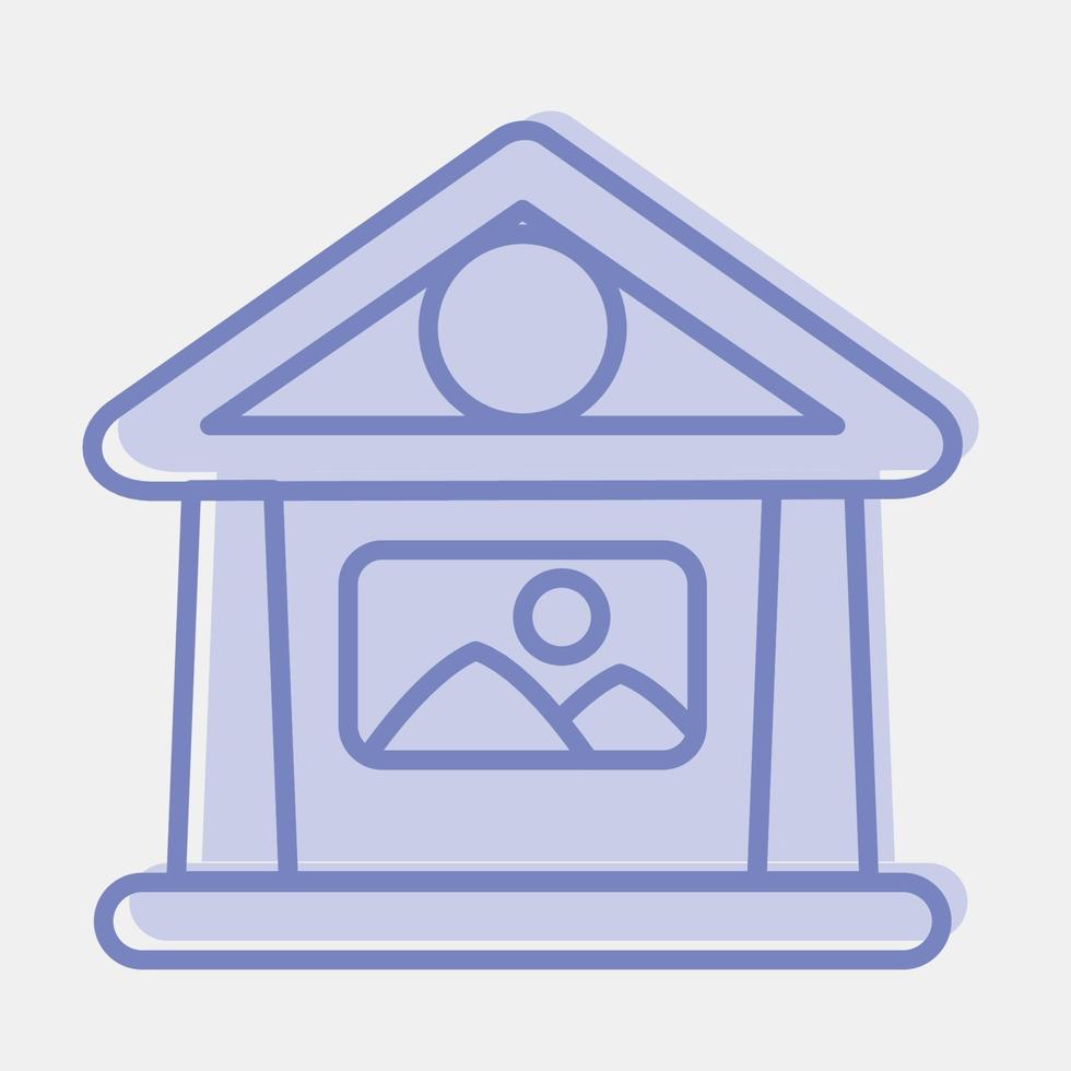 Icon art gallery museum. Building elements. Icons in two tone style. Good for prints, web, posters, logo, site plan, map, infographics, etc. vector