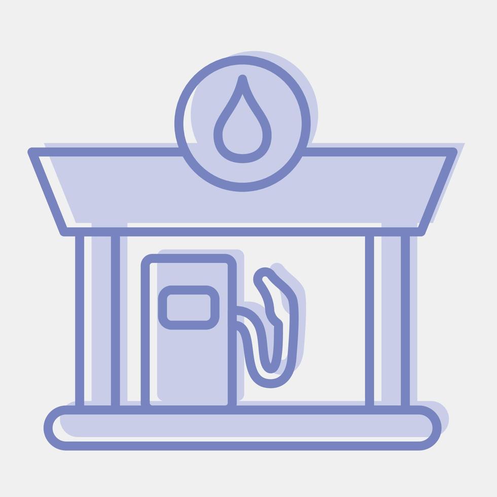 Icon gas station. Building elements. Icons in two tone style. Good for prints, web, posters, logo, site plan, map, infographics, etc. vector