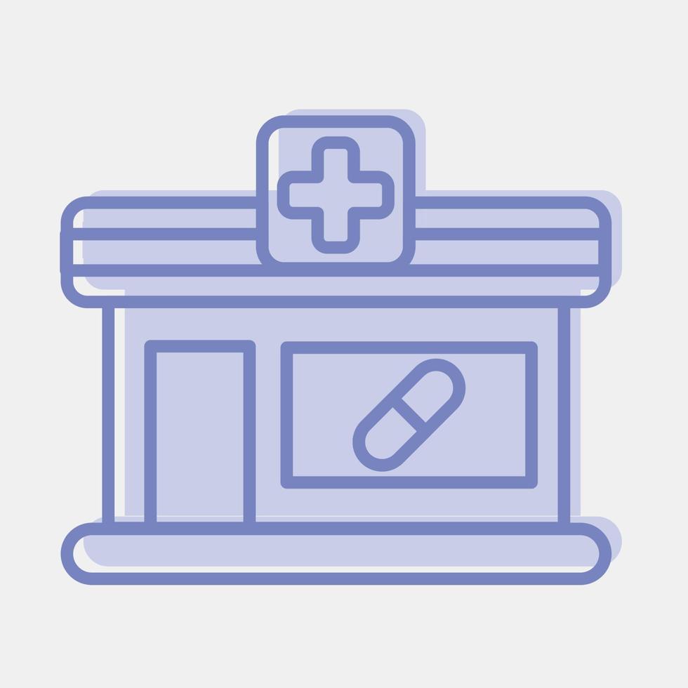 Icon pharmacy. Building elements. Icons in two tone style. Good for prints, web, posters, logo, site plan, map, infographics, etc. vector