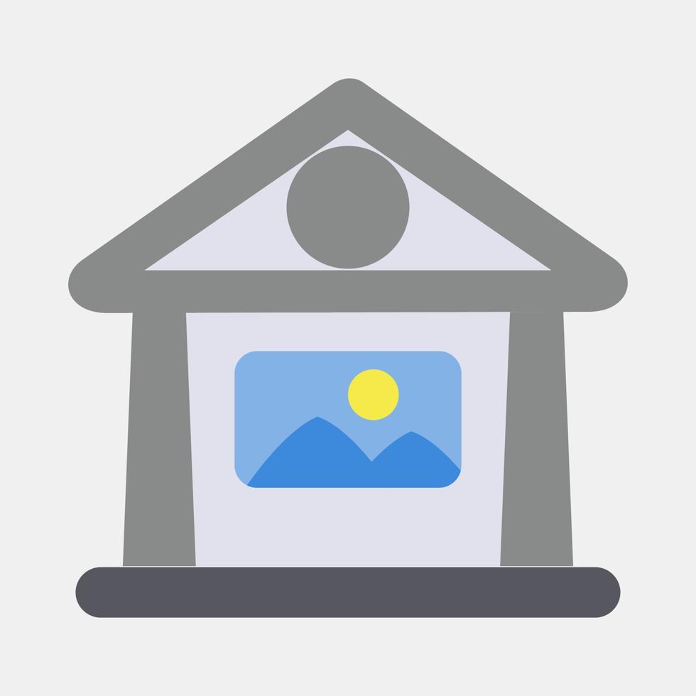 Icon art gallery museum. Building elements. Icons in flat style. Good for prints, web, posters, logo, site plan, map, infographics, etc. vector