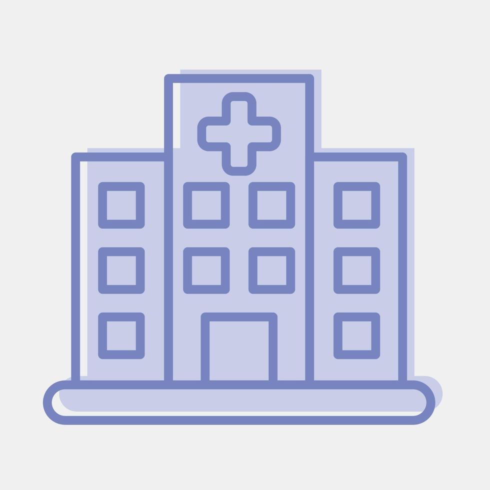 Icon hospital. Building elements. Icons in two tone style. Good for prints, web, posters, logo, site plan, map, infographics, etc. vector
