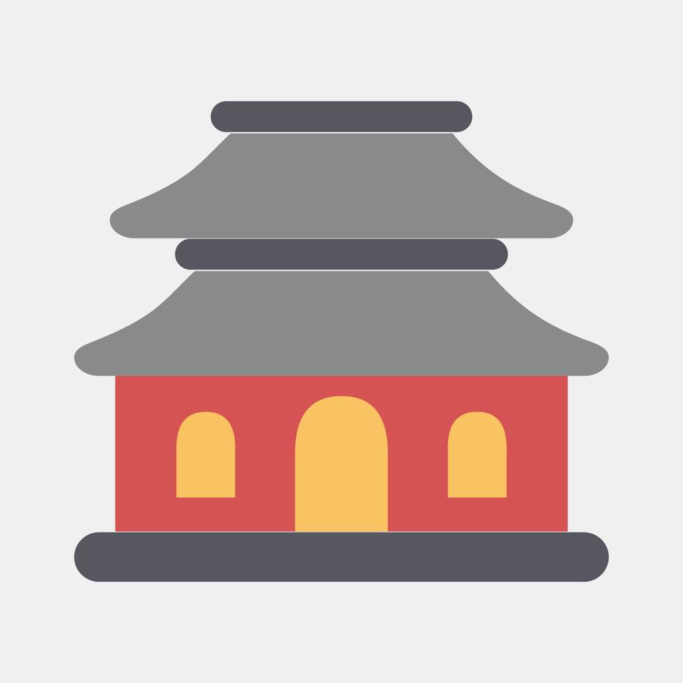 icono pagoda. edificio elementos. íconos en plano estilo. bueno para huellas dactilares, web, carteles, logo, sitio plan, mapa, infografía, etc. vector