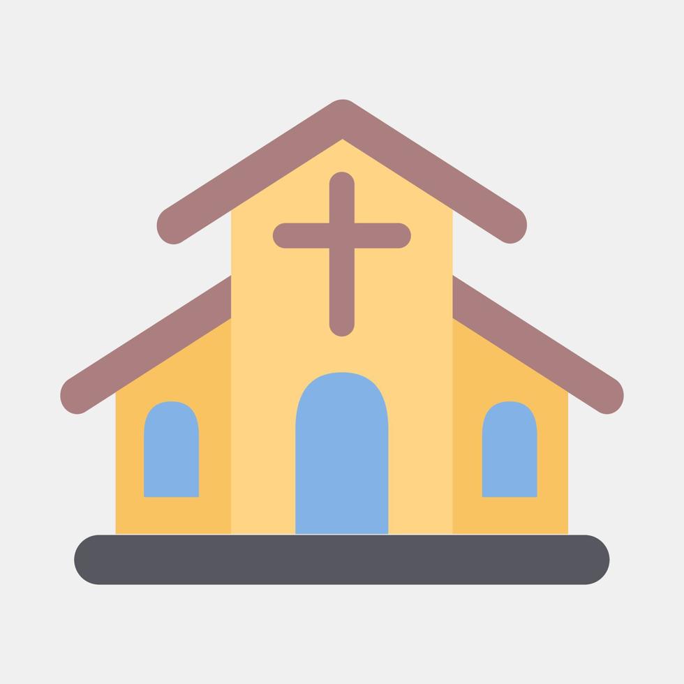 icono iglesia edificio elementos. íconos en plano estilo. bueno para huellas dactilares, web, carteles, logo, sitio plan, mapa, infografía, etc. vector