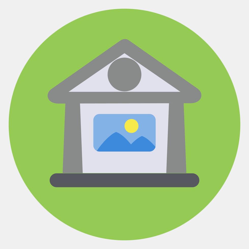 Icon art gallery museum. Building elements. Icons in color mate style. Good for prints, web, posters, logo, site plan, map, infographics, etc. vector
