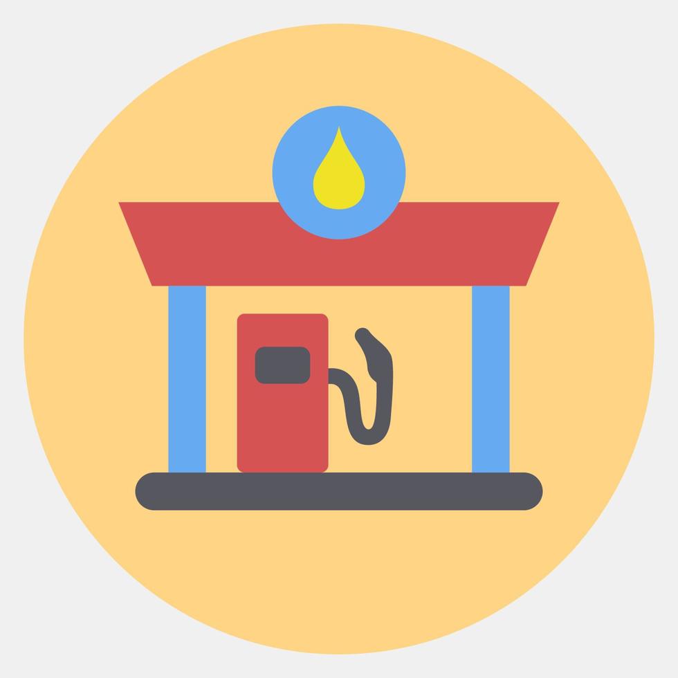 Icon gas station. Building elements. Icons in color mate style. Good for prints, web, posters, logo, site plan, map, infographics, etc. vector