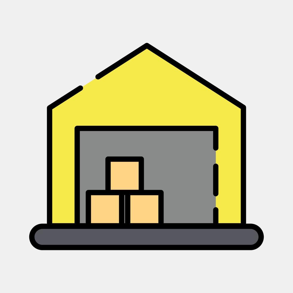 Icon warehouse. Building elements. Icons in filled line style. Good for prints, web, posters, logo, site plan, map, infographics, etc. vector