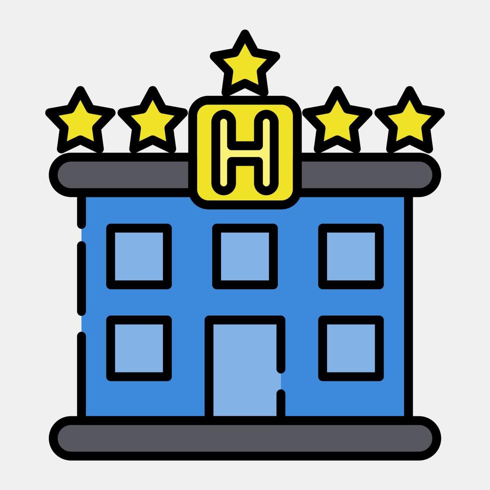 Icon hotel. Building elements. Icons in filled line style. Good for prints, web, posters, logo, site plan, map, infographics, etc. vector
