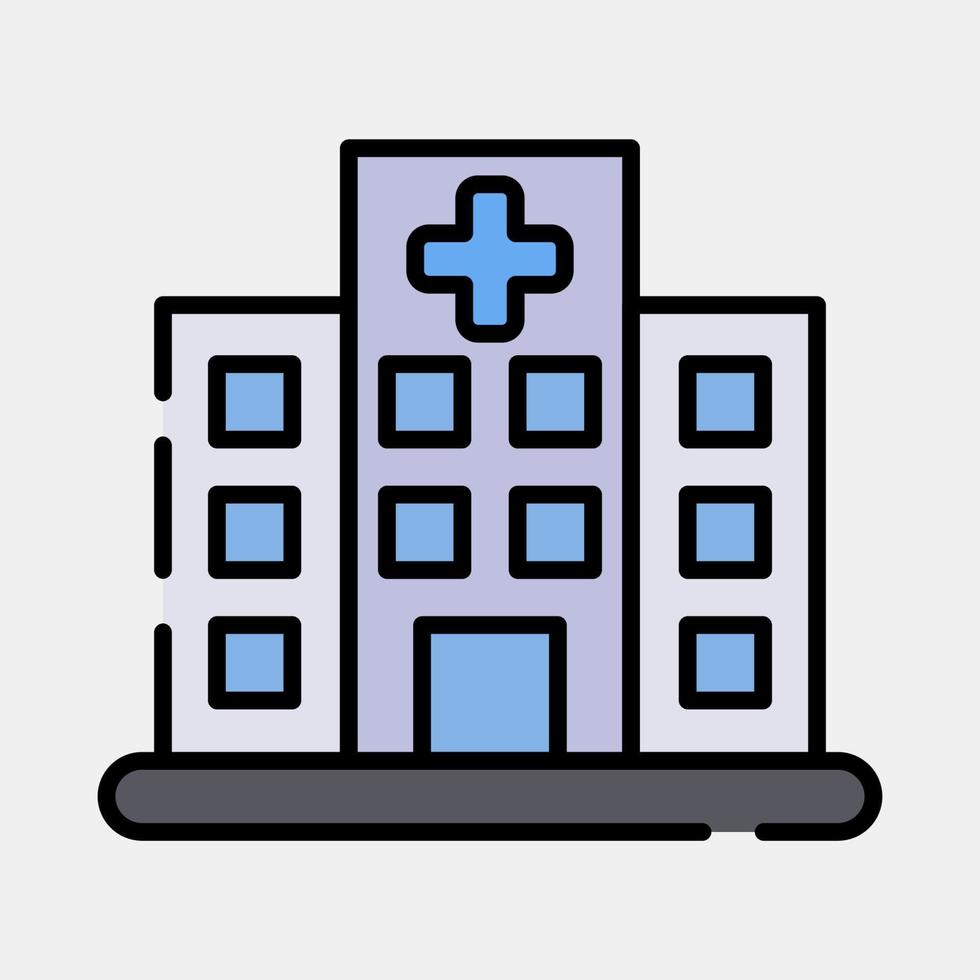 Icon hospital. Building elements. Icons in filled line style. Good for prints, web, posters, logo, site plan, map, infographics, etc. vector