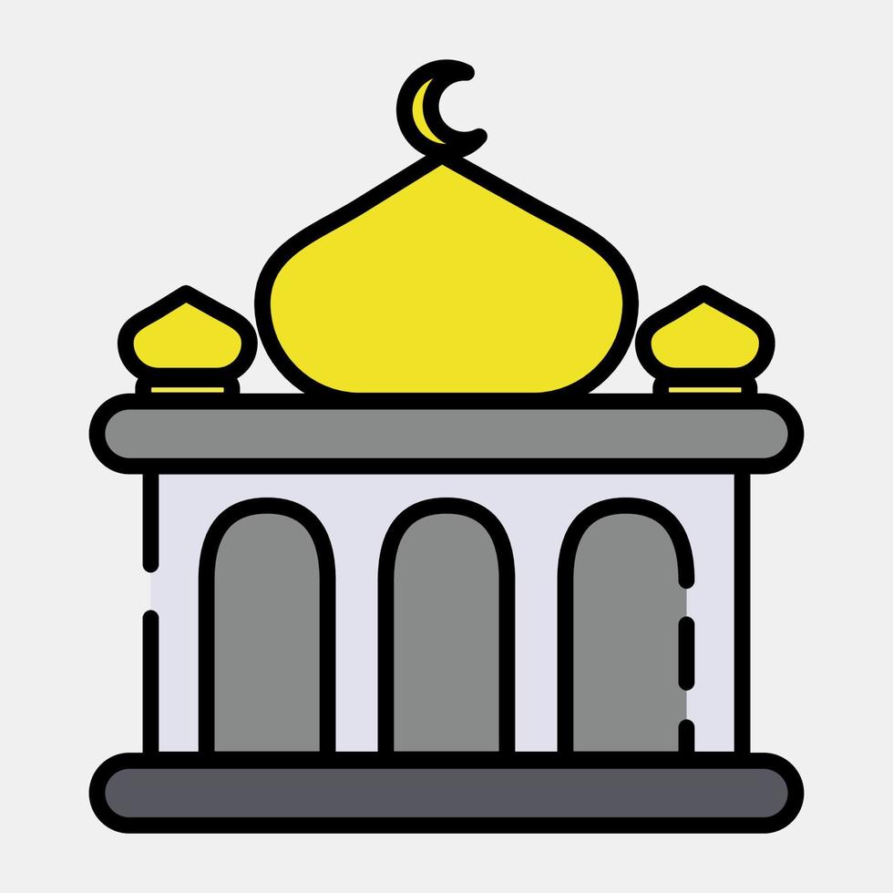 icono mezquita. edificio elementos. íconos en lleno línea estilo. bueno para huellas dactilares, web, carteles, logo, sitio plan, mapa, infografía, etc. vector