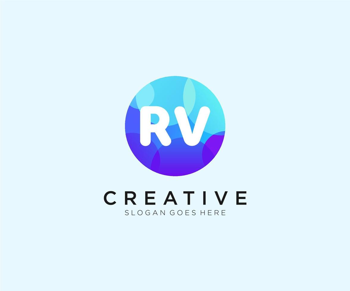 RV initial logo With Colorful Circle template vector. vector