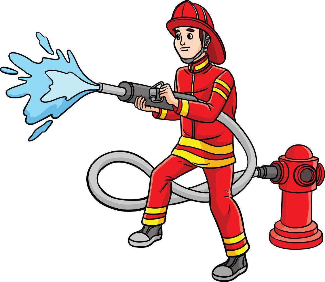 bombero profesión de colores dibujos animados ilustración vector