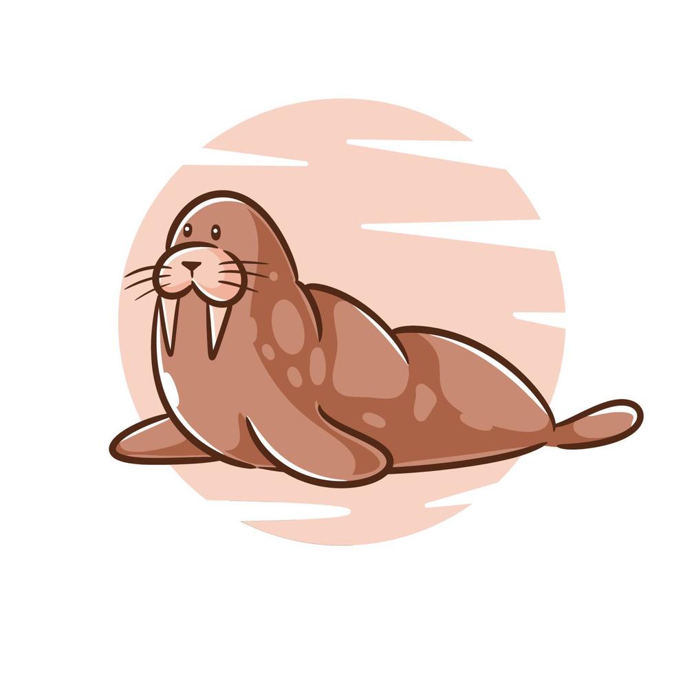 Cute walrus animal cartoon design vector
