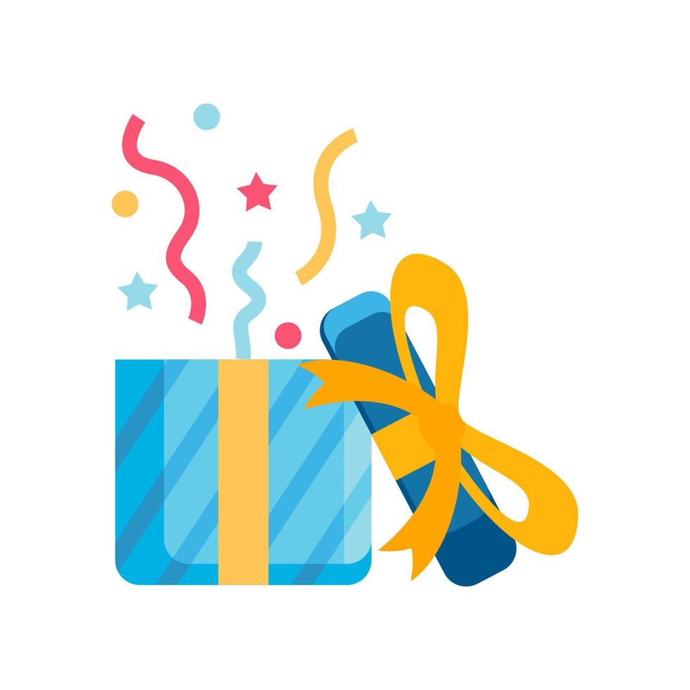 Gift box with confetti icon illustration. Birthday icon element decoration vector