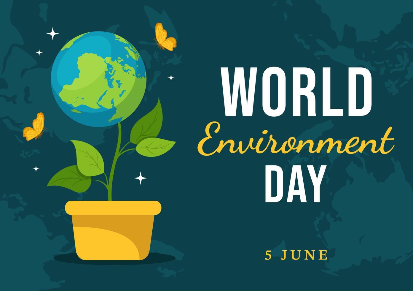 World Environment Day Illustration with Green Tree and Animals in Forest for Save the Planet or Taking Care of the Earth in Hand Drawn Templates vector