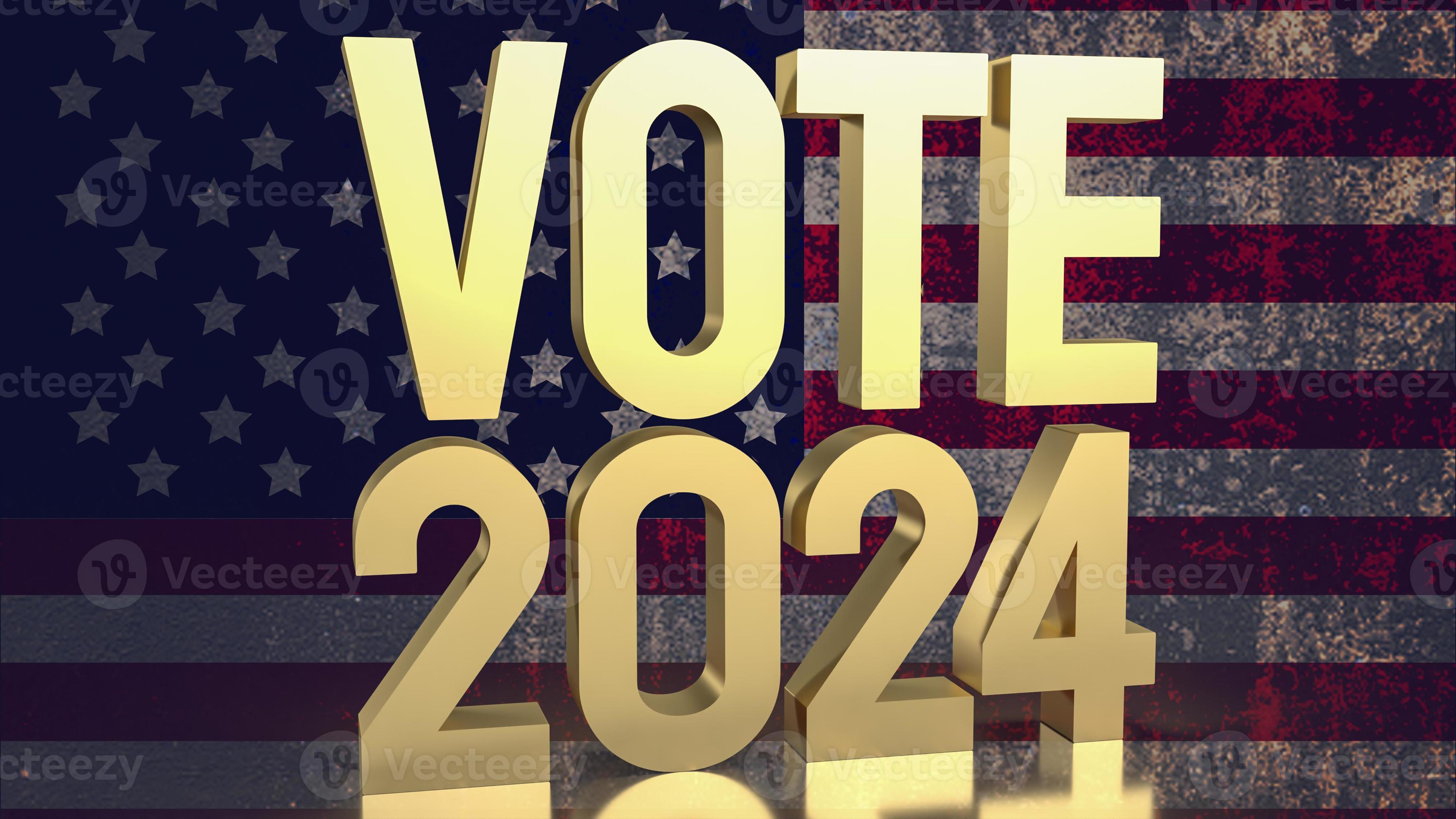 Text vote 2024 on united stage of America flag 3d rendering 22477074