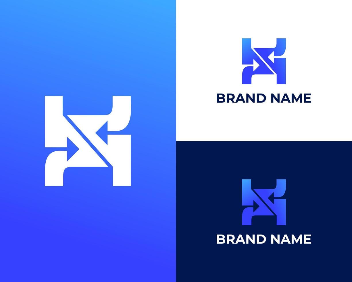 Exchange Arrows On Letter H Balance logo design vector