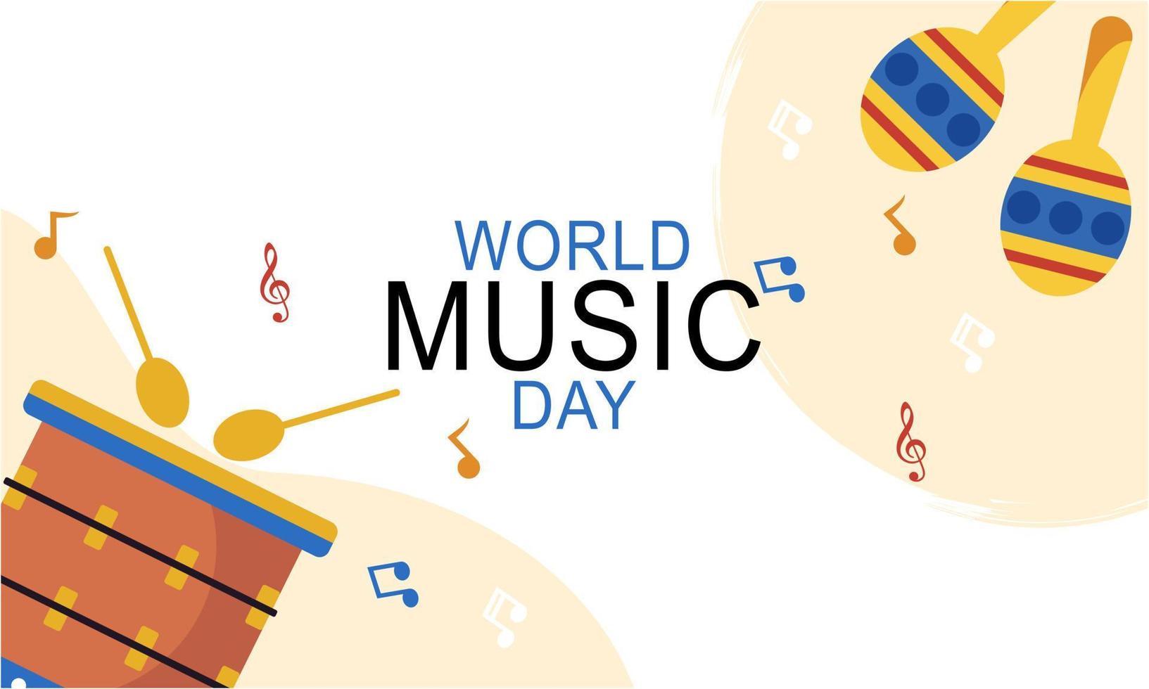 mundo música día con musical instrumentos vector