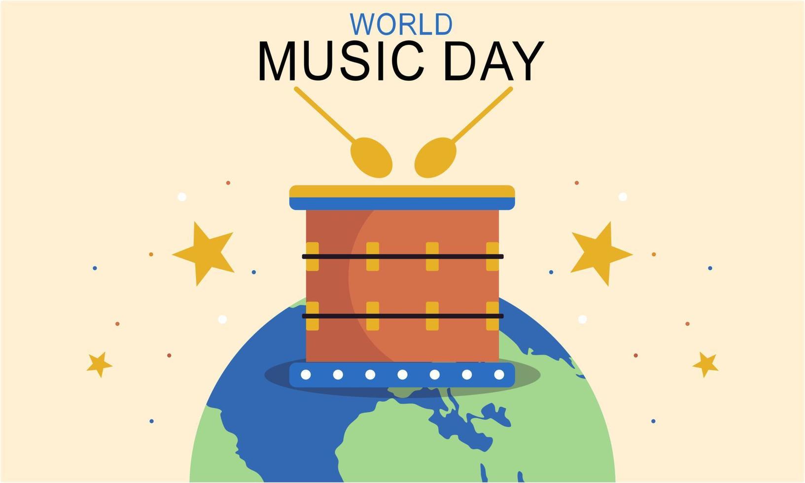 World music day with musical instruments vector