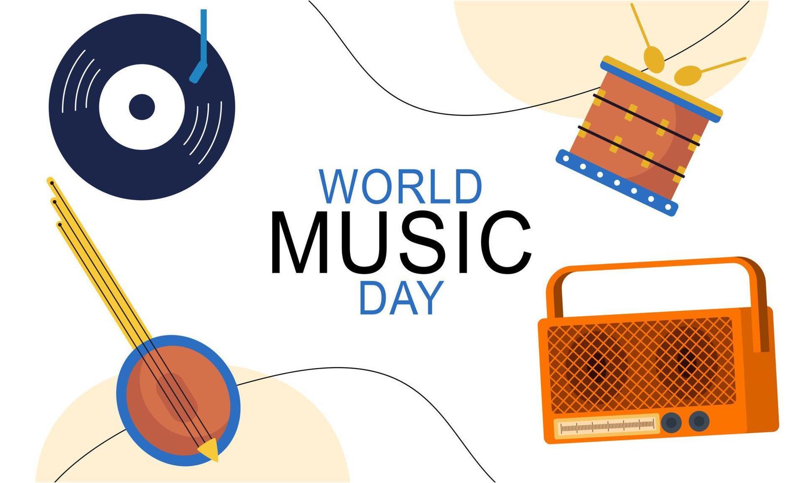 World music day with musical instruments vector