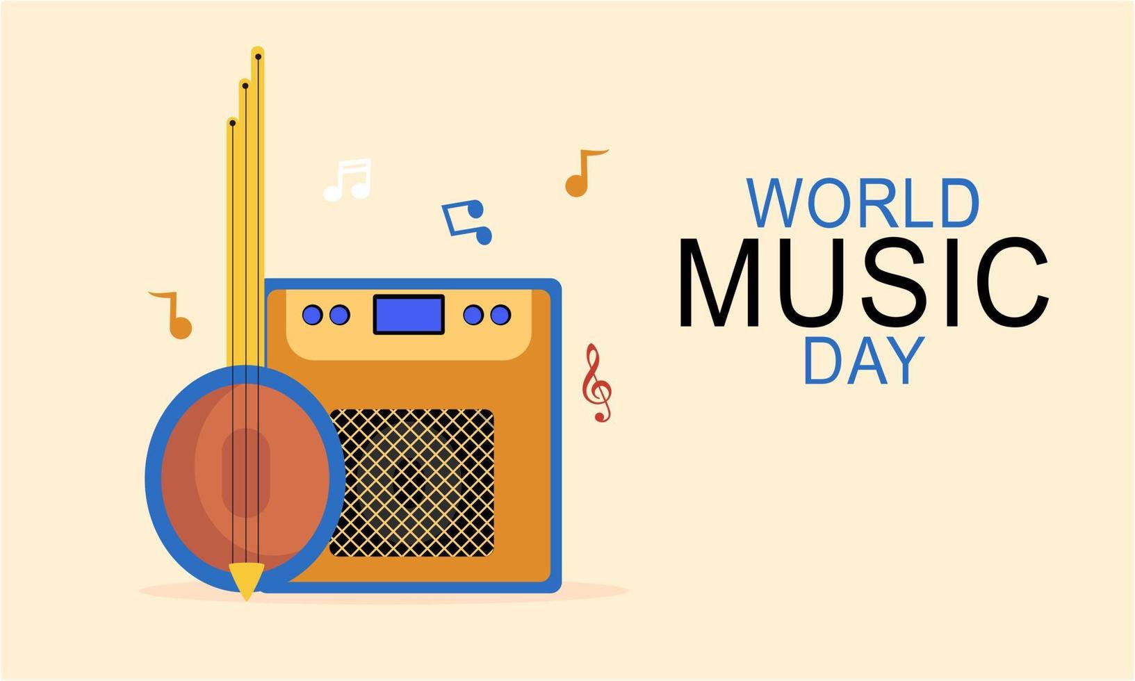 World music day with musical instruments vector