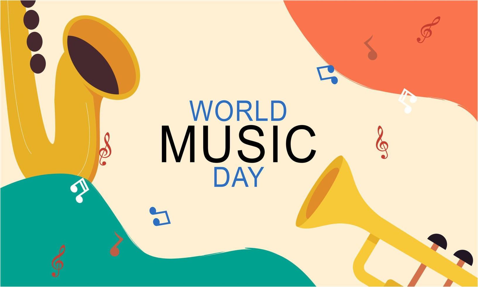 World music day with musical instruments vector