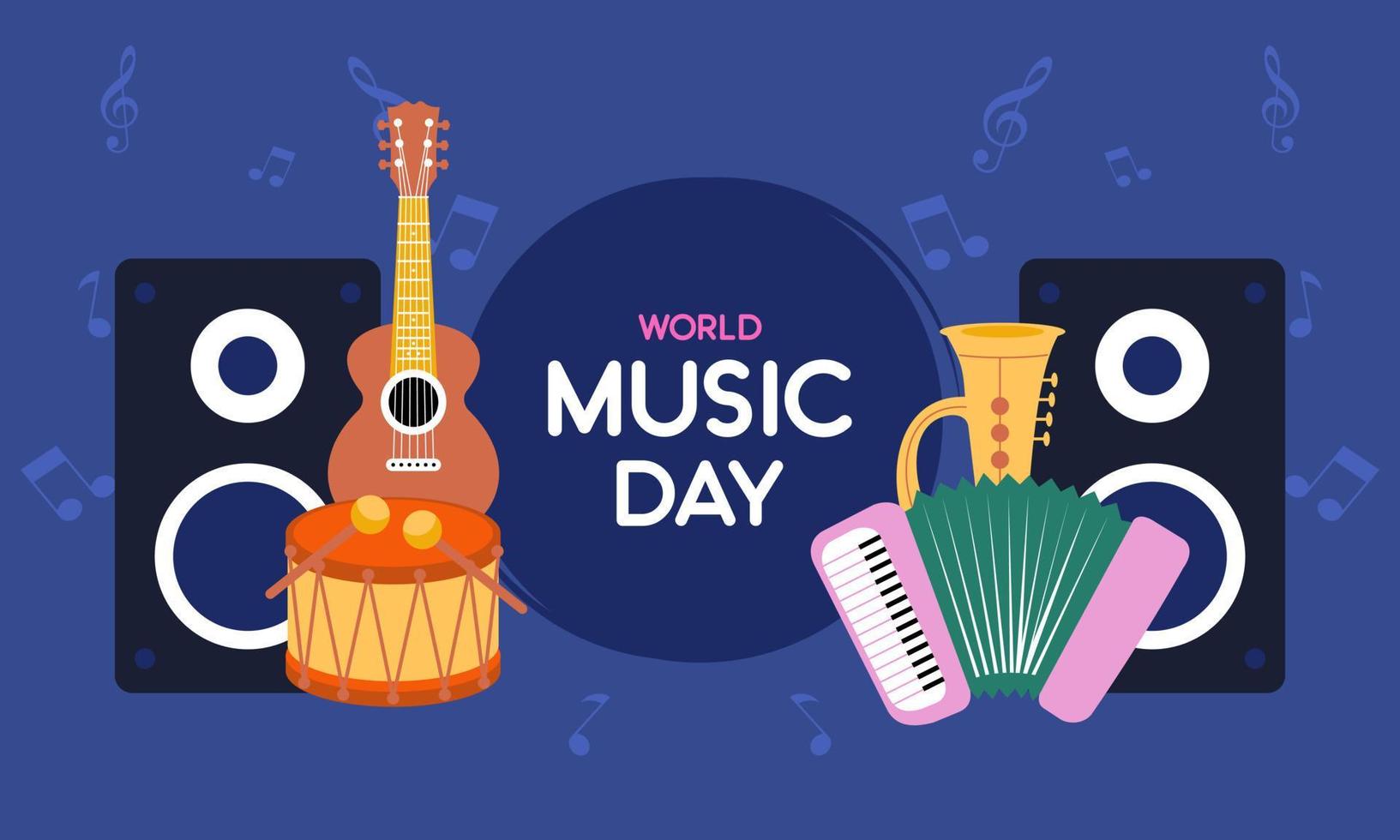 World music day with musical instruments vector