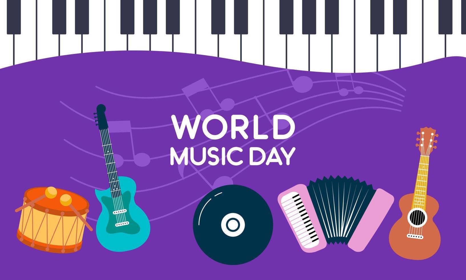 World music day with musical instruments vector