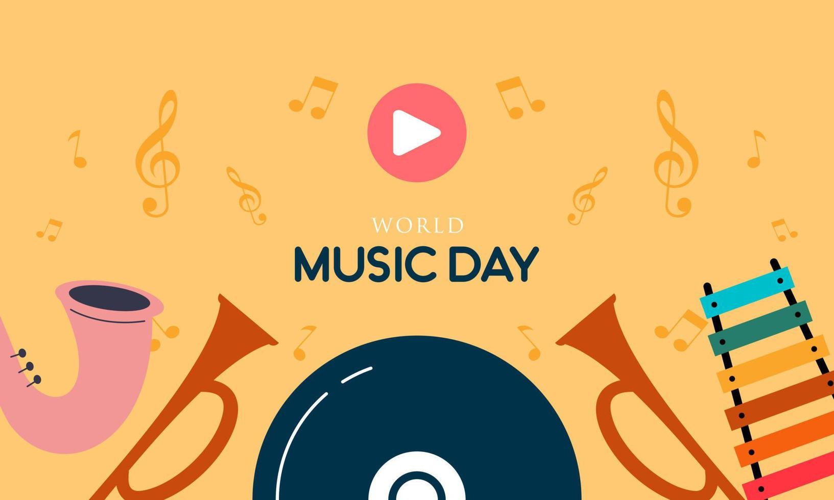 mundo música día con musical instrumentos vector