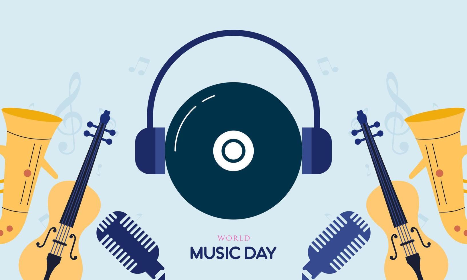 World music day with musical instruments vector