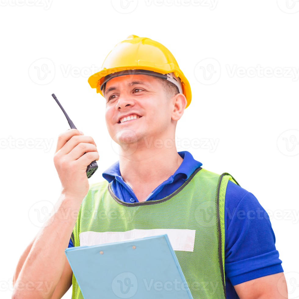 retrato de trabajador hombre en un uniforme, capataz en casco de seguridad, trabajo y ocupación conceptos png