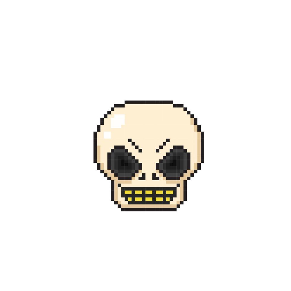 skull head in pixel art style vector