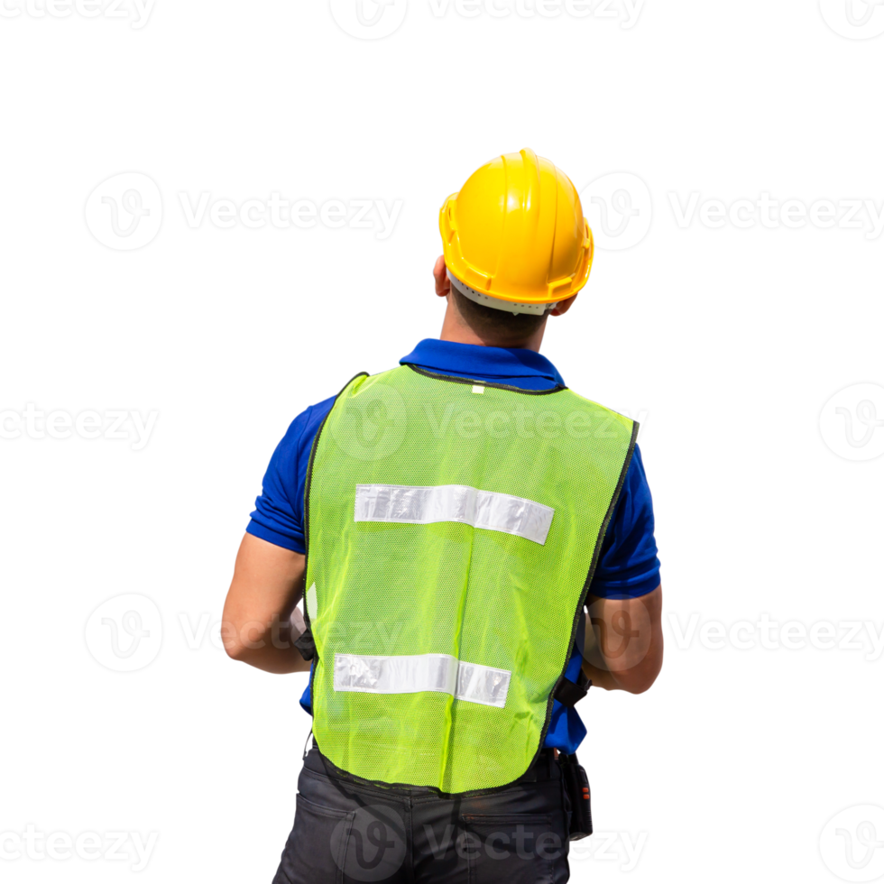 portrait de ouvrier homme dans une uniforme, contremaître dans casque, emploi et Occupation concepts png