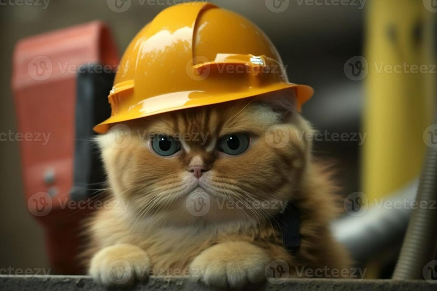 Cat Wearing Hard Hat. photo