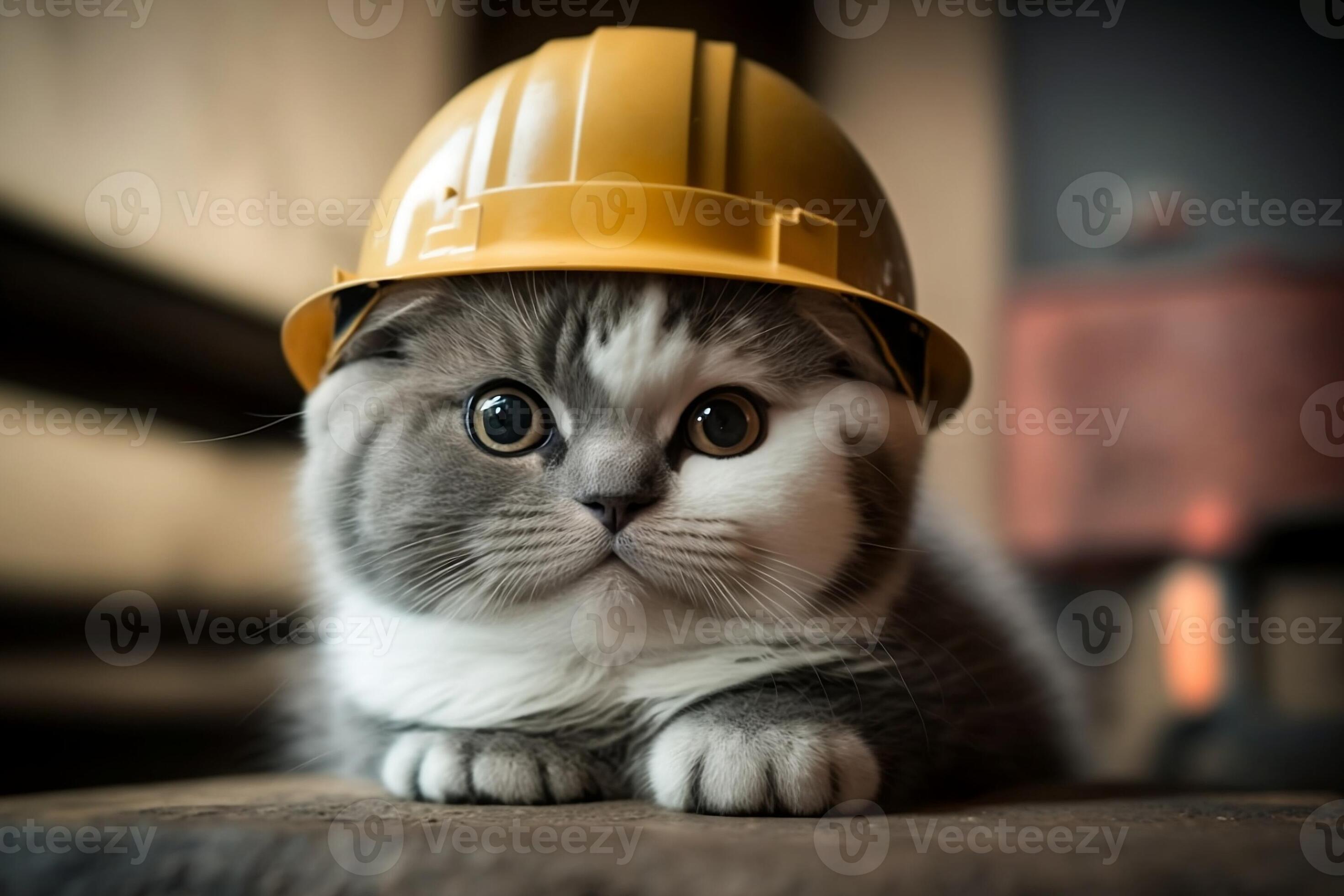 Cat Wearing Hard Hat. AI Generated 22478118 Stock Photo at Vecteezy