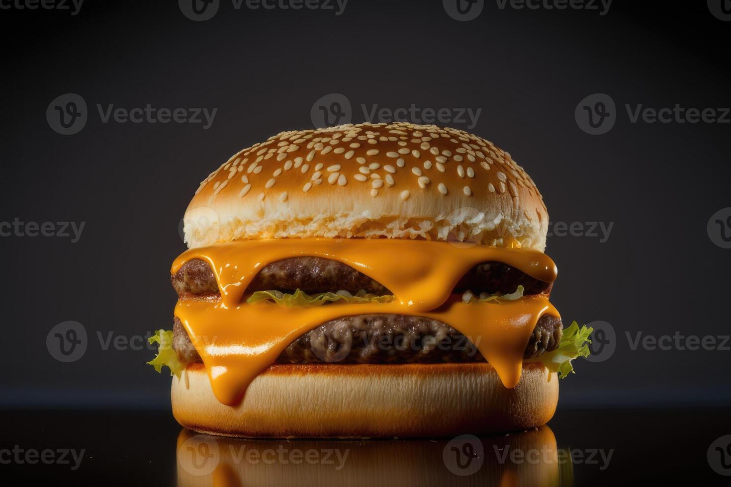 Cheeseburger Black Background. photo