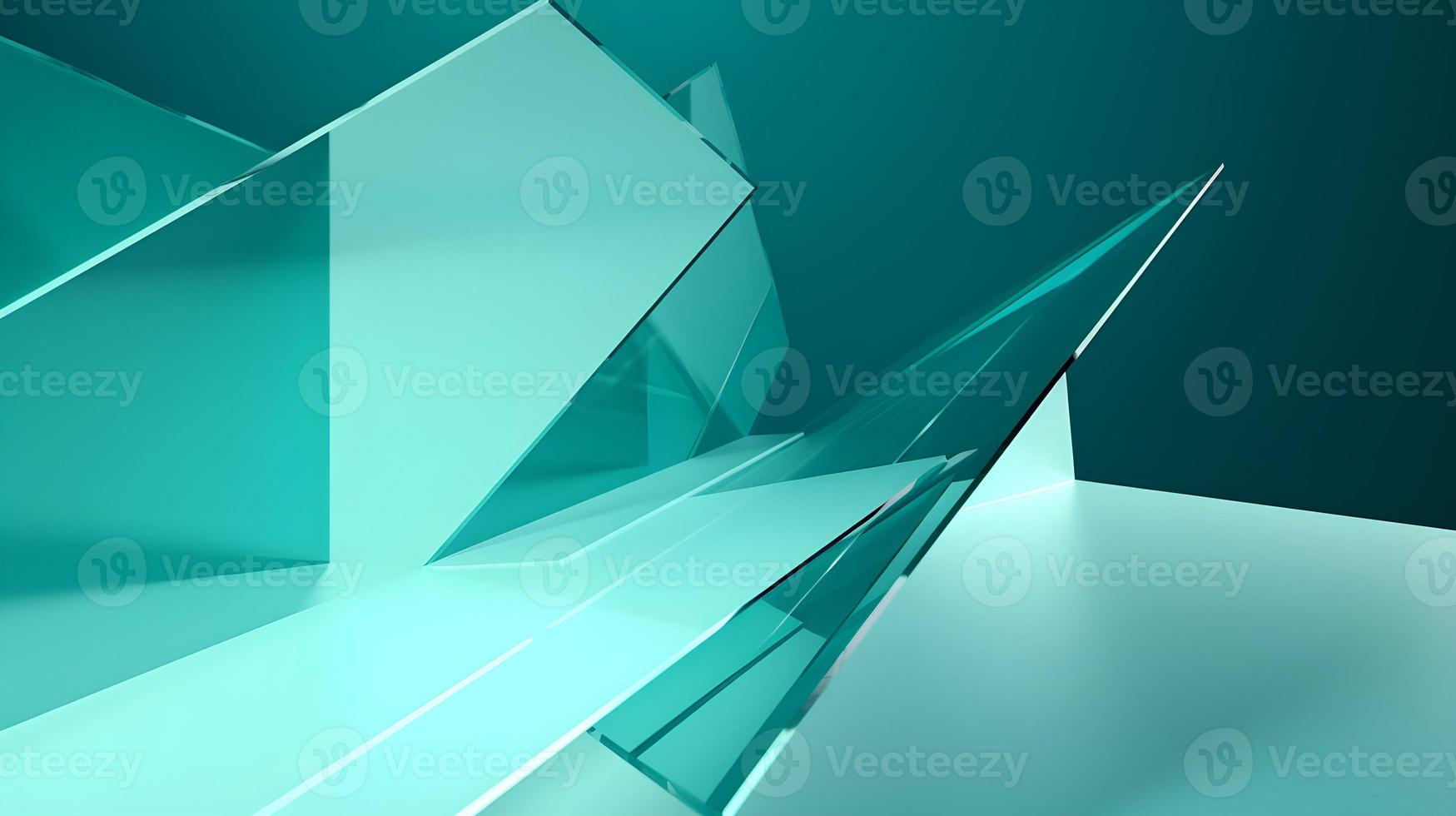 3D Render of Teal Abstract Ethereal Glass Shards Background photo