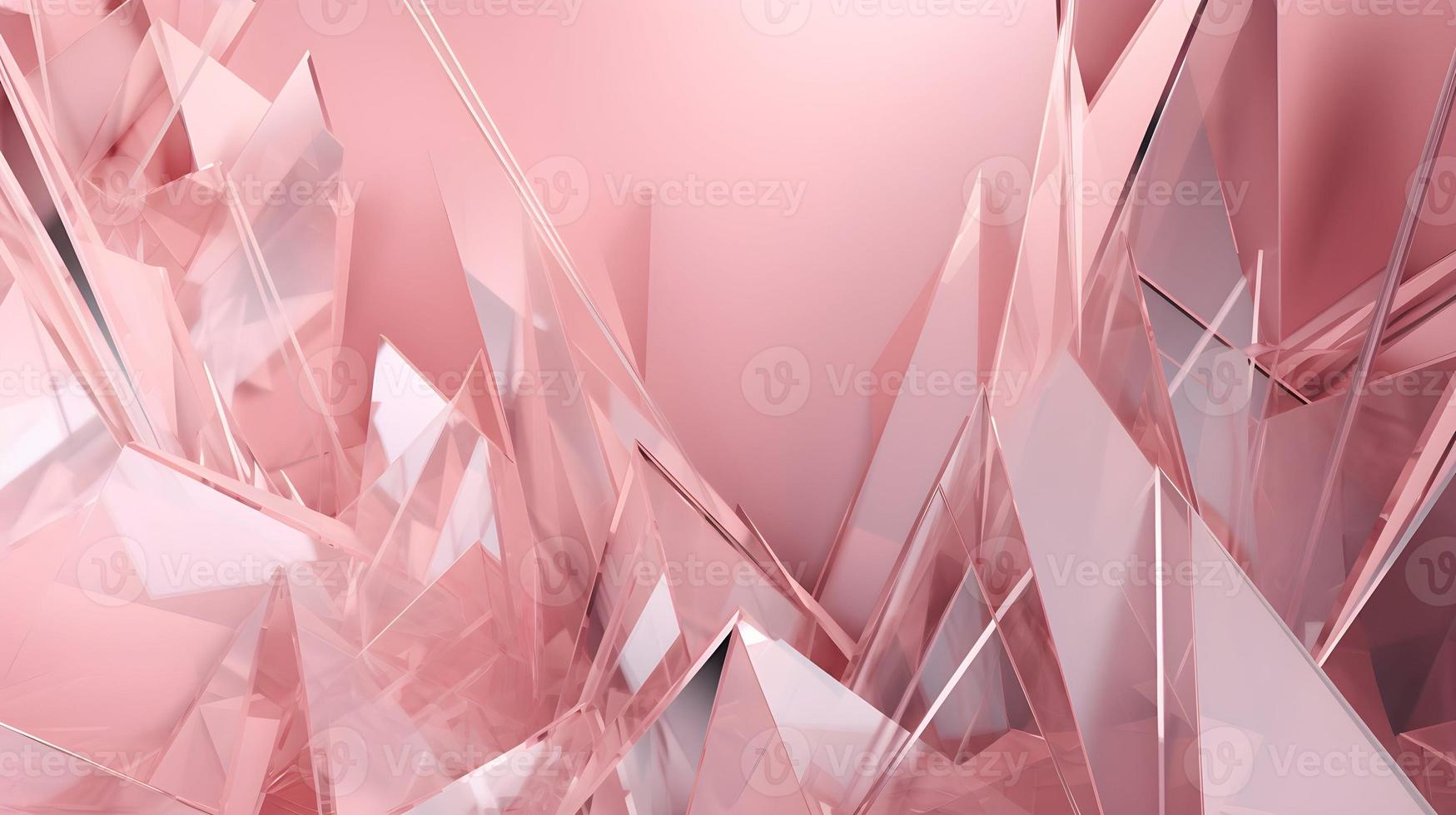 3D Render of Pink Abstract Ethereal Glass Shards Background photo