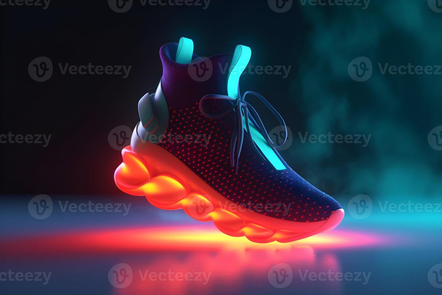 3D Render of Colorful Futuristic Sneaker Product Photo