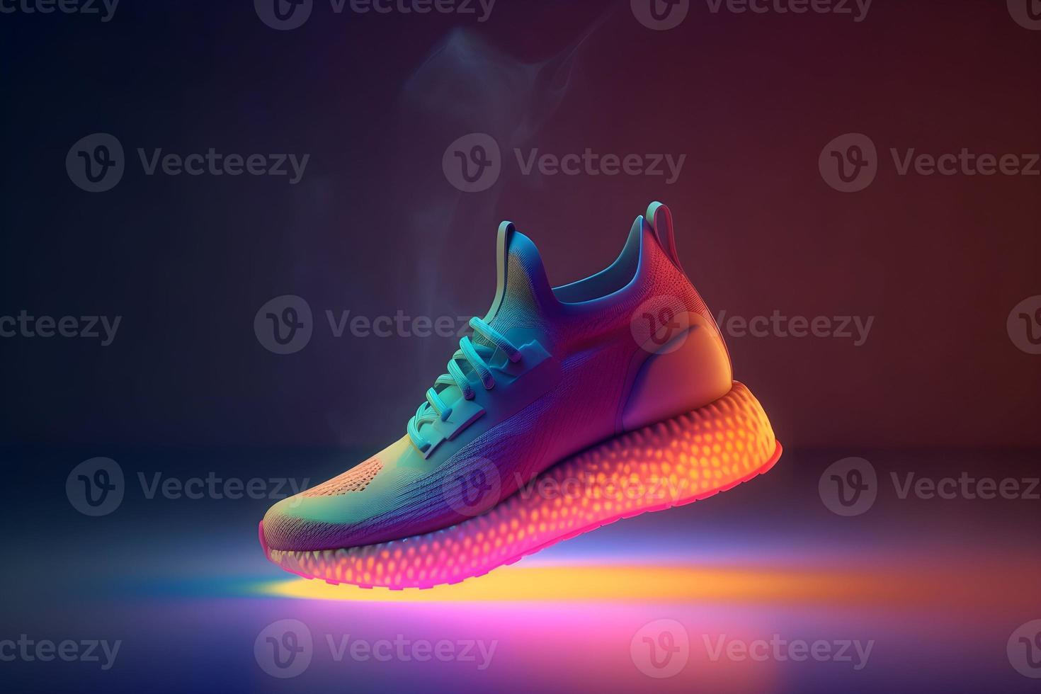 3D Render of Colorful Futuristic Sneaker Product Photo
