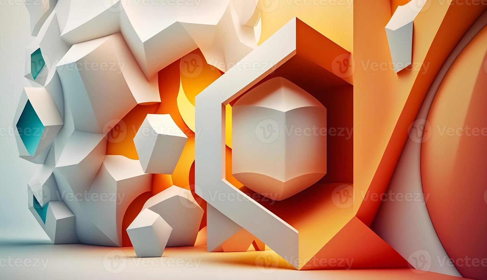 Orange and White Abstract Geometric Rendered Background photo