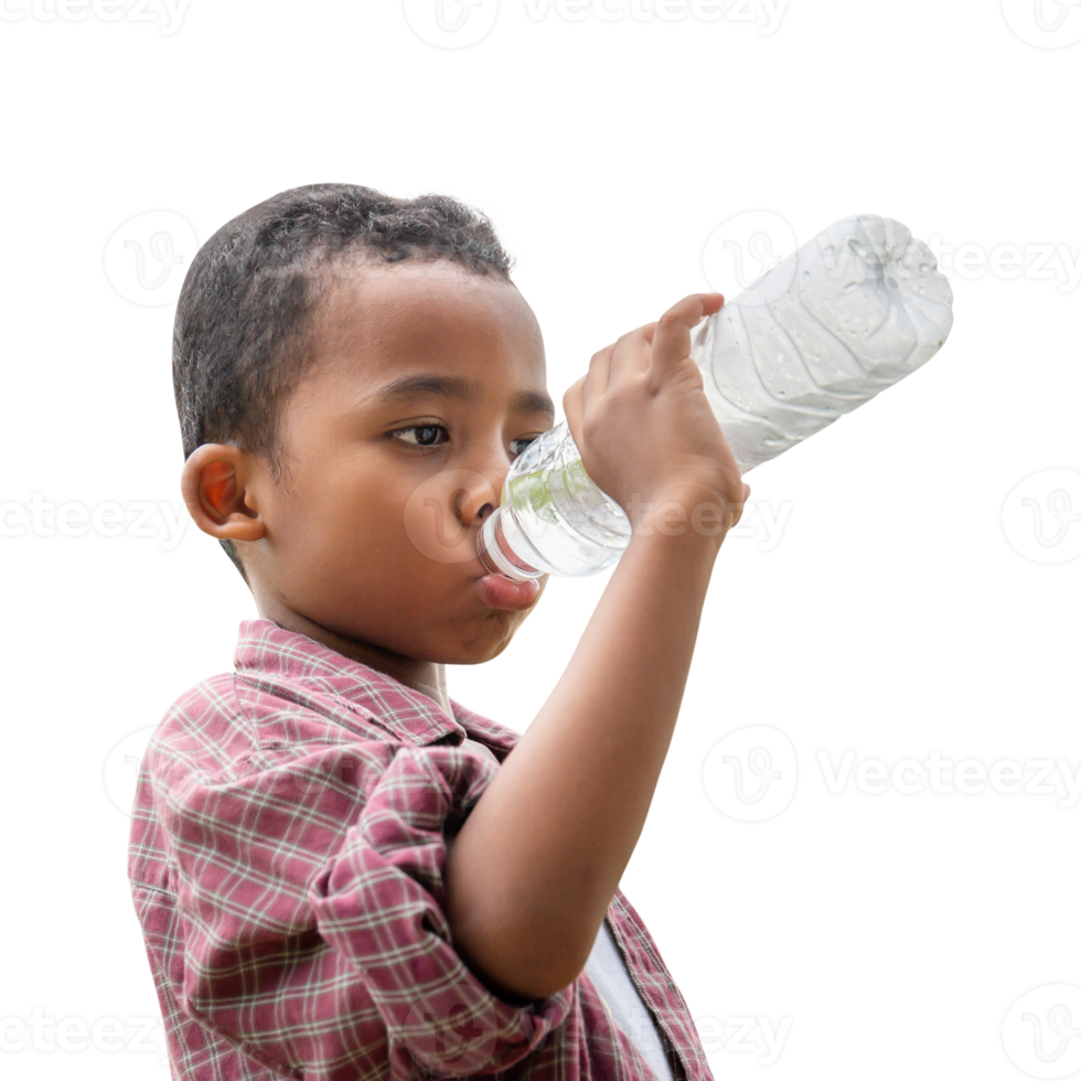 African American kid boy drinking water png