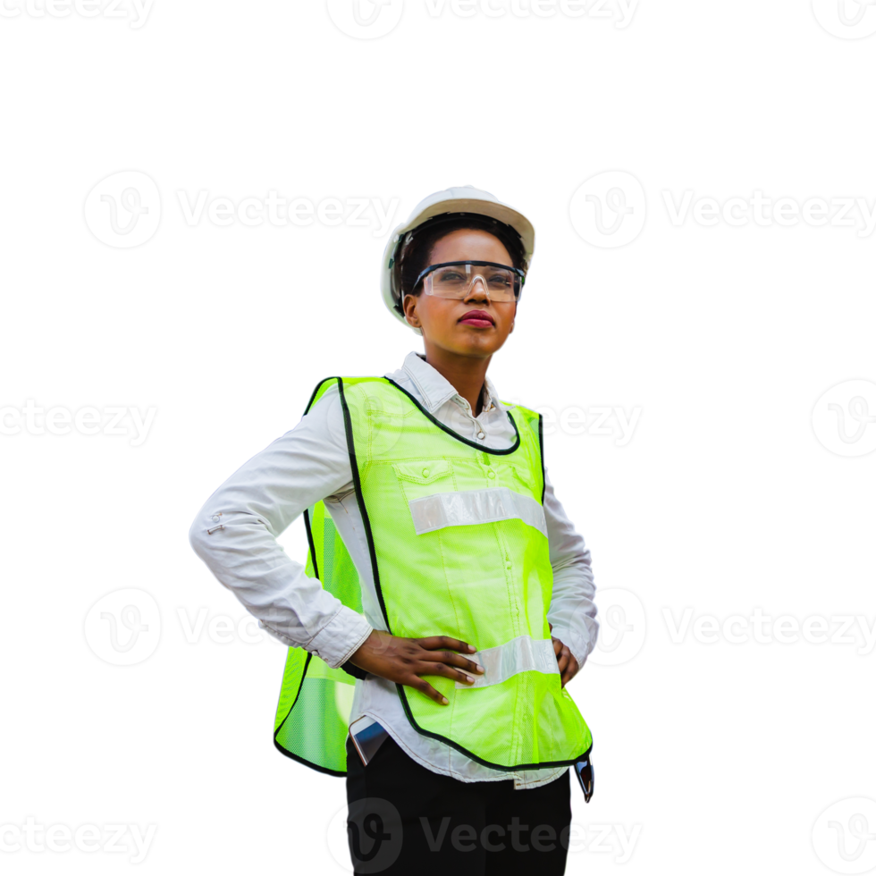 Female engineer, woman worker in hard hat png