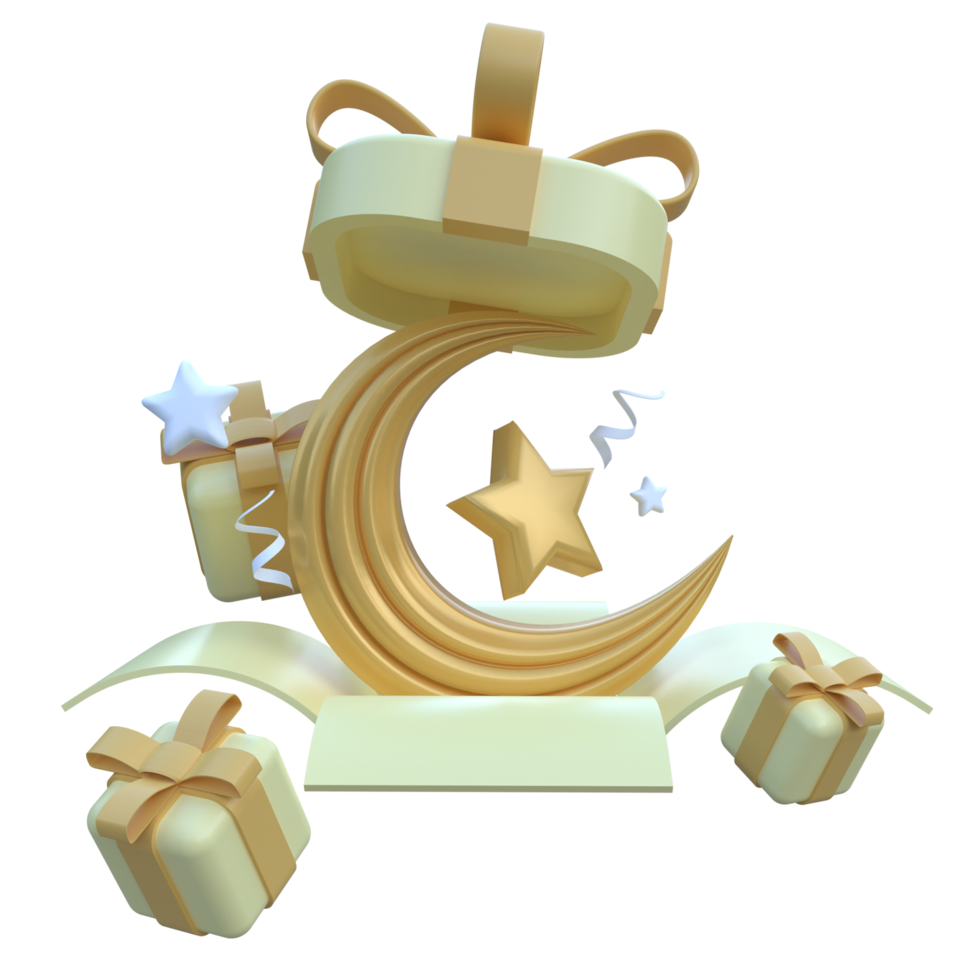 islamique Ramadan boite cadeau avec étoiles et croissant 3d illustration png