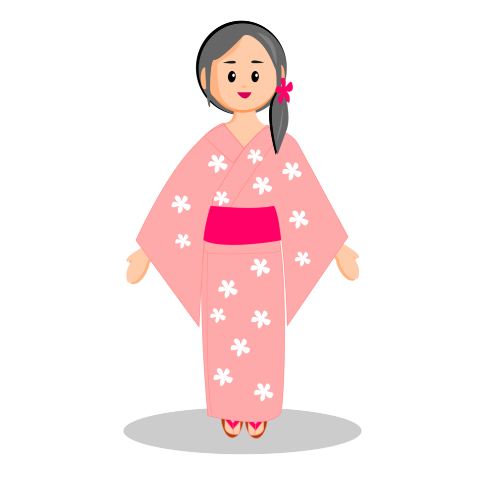 japonés niña rosado yukata png