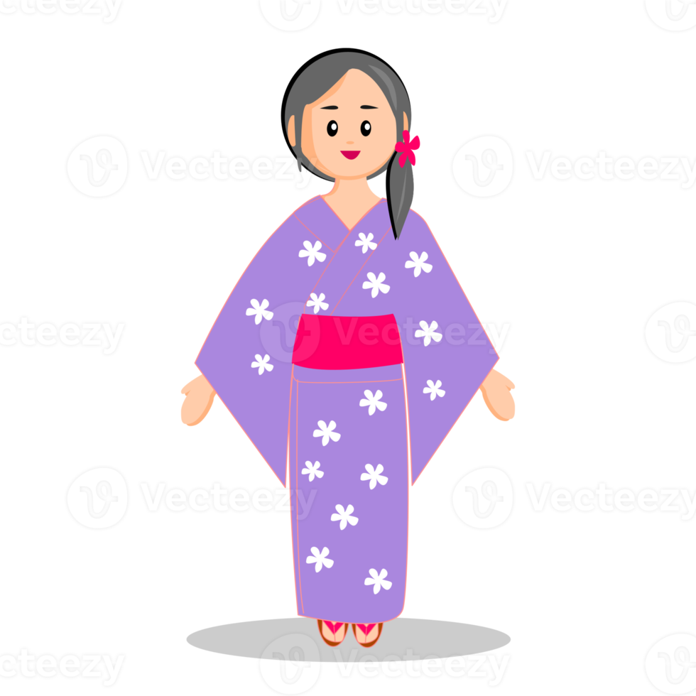 japansk flicka yukata png