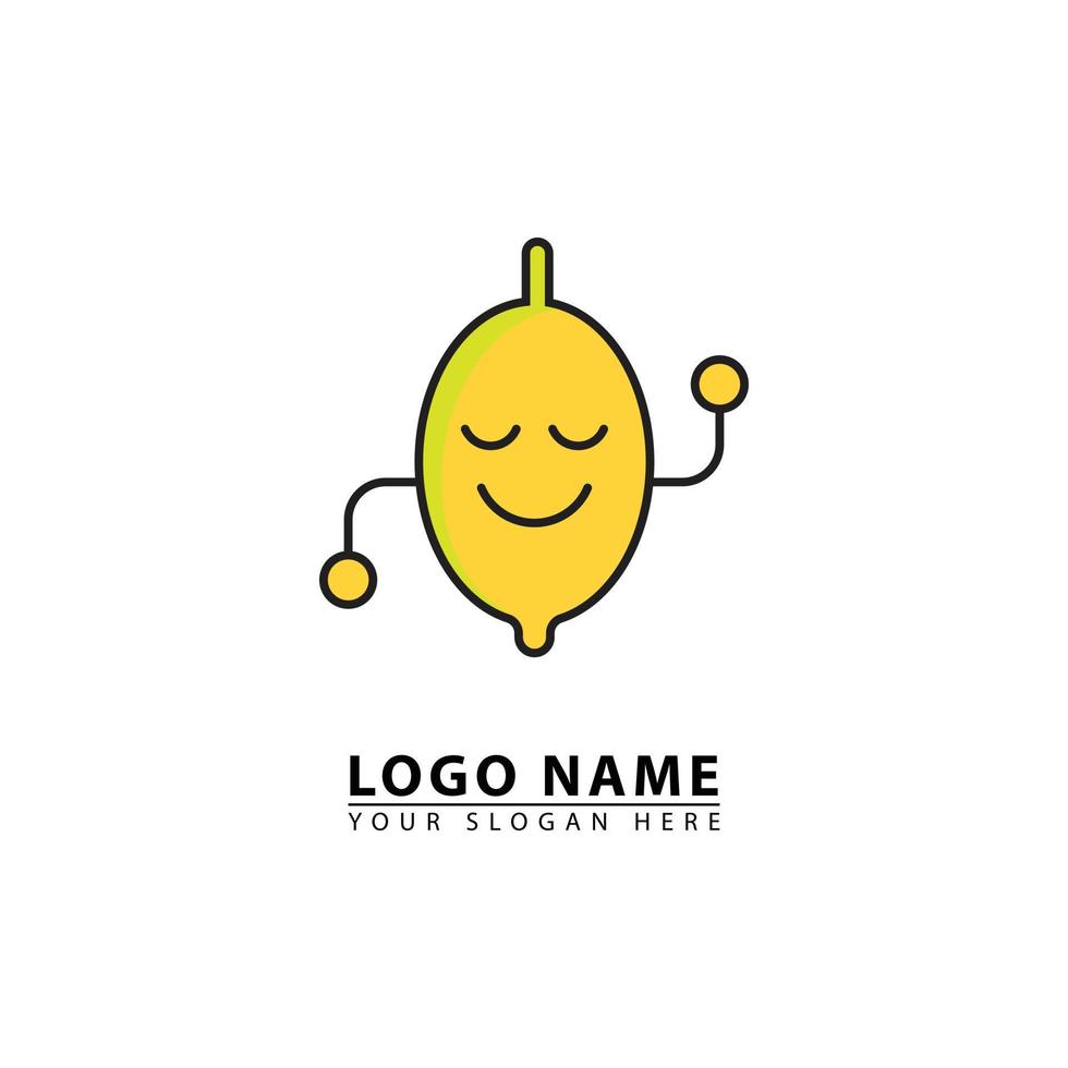 lemon character cute vector logo icon.