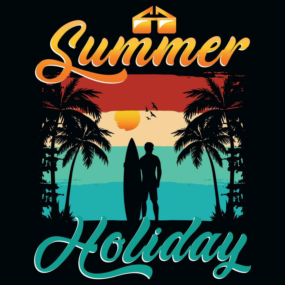 Summer surfing graphics tshirt design vector