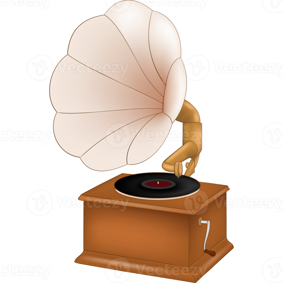 Transparent music device gramophone, antique and classic style png