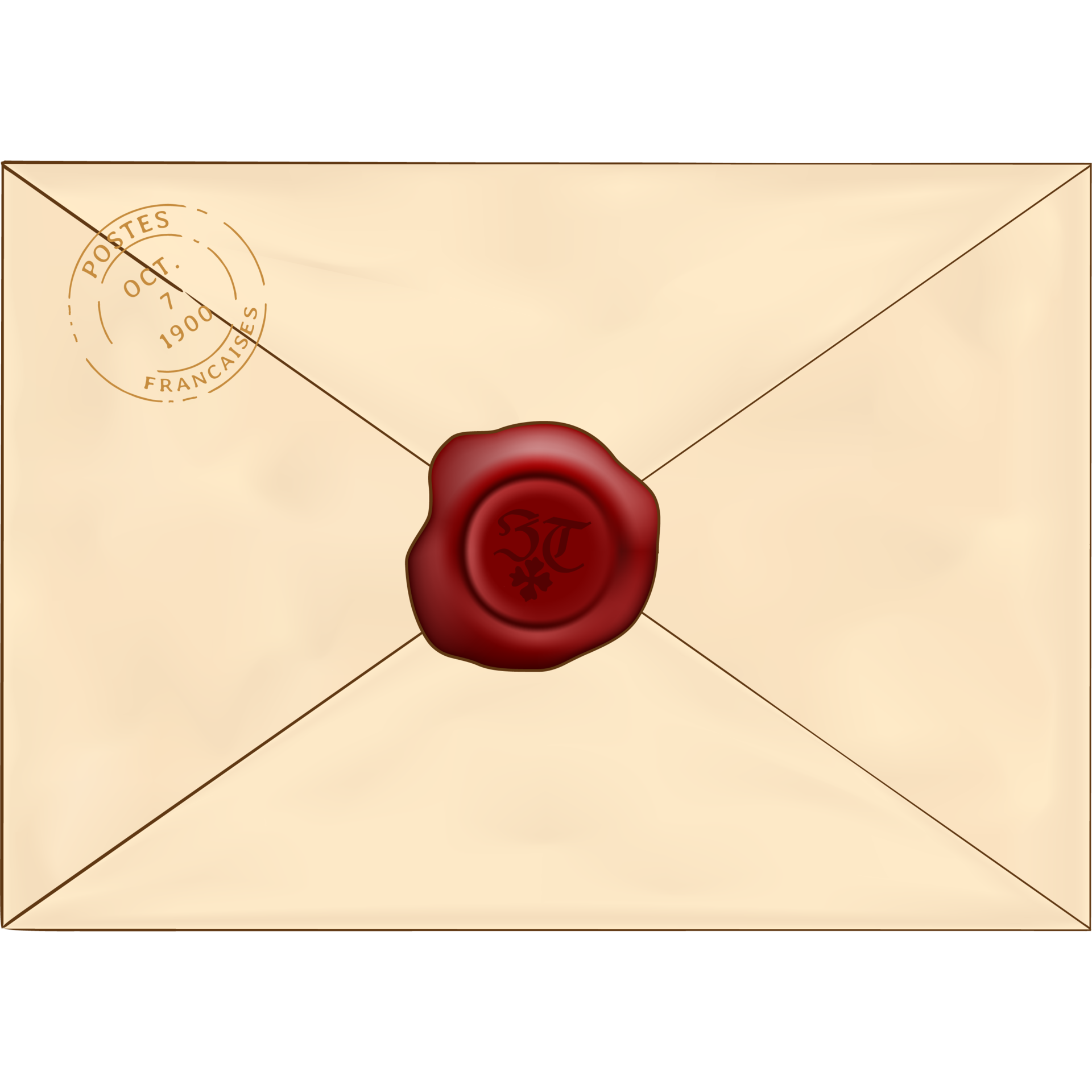 Transparent old vintage letter with seal and stamp 22479155 PNG